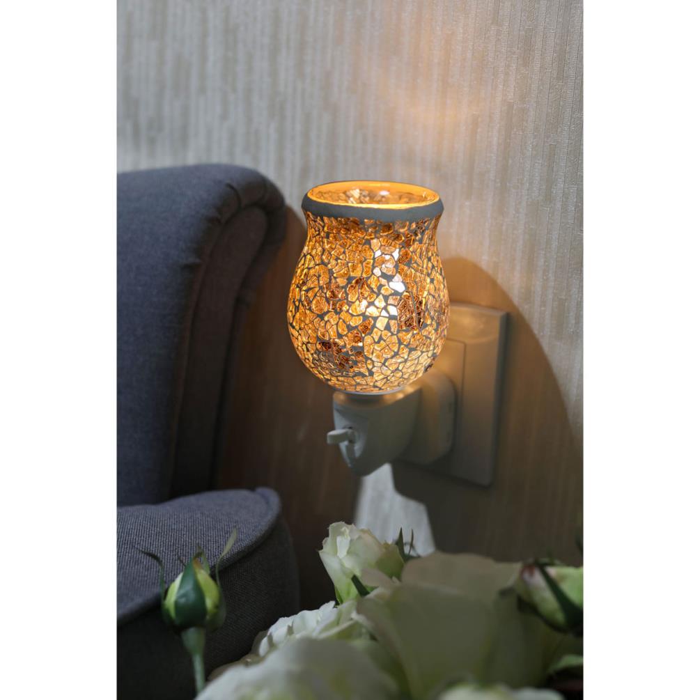 Sense Aroma Grey Crackle Tulip Mosaic Plug In Wax Melt Warmer Extra Image 1
